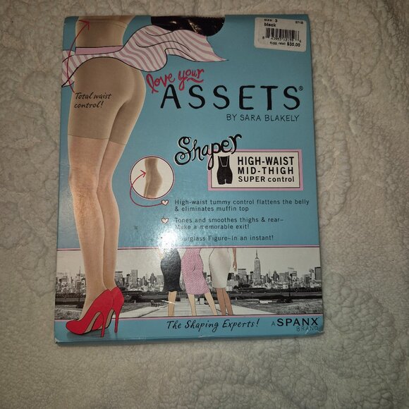 NTW SPANX Assets High-Waist Mid-Thigh Super Control Black Shaper (L 3) - Picture 2 of 6